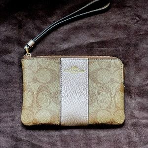 Coach Small Wristlet in Signature Canvas